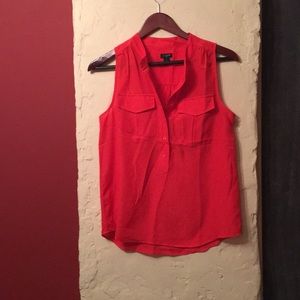 Orange J.Crew Sleeveless Blouse